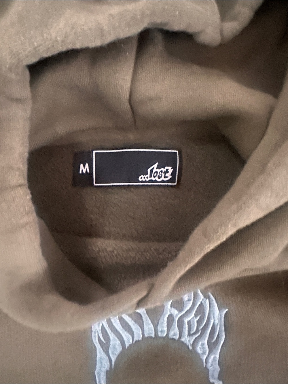 Lost Olive Green Hoodie with White Flame Graphic - Picture 2 of 4